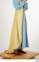  Photos Woman in Historical Dress 13 15th century Medieval clothing blue Yellow and Dress leather shoes skirt 0004.jpg